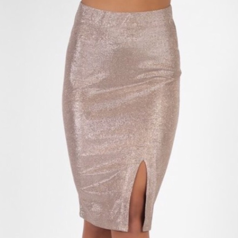 Rose Gold Glimmer Special Occasion Pencil Skirt